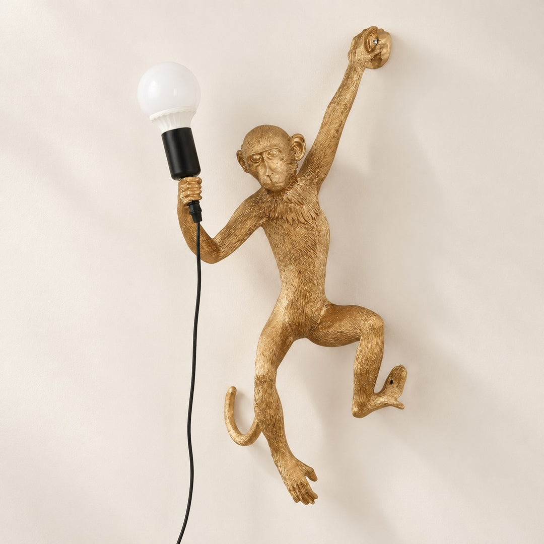 Nordic Resin Monkey Wall Light with Plug-in Cord
