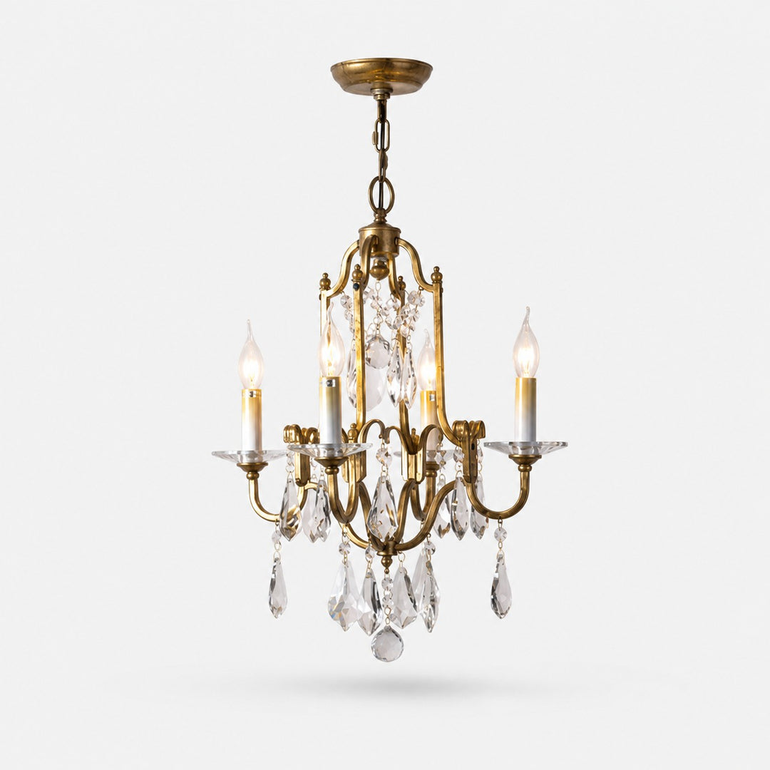 Antique Iron Crystal Candle Chandelier