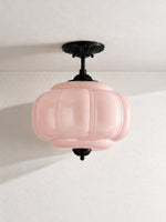 Load image into Gallery viewer, Eloise Scallop Vintage Milk Glass Semi Flush Mount Pendant Light