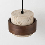 Load image into Gallery viewer, Travertine Walnut Cylindrical Plug-In Pendant