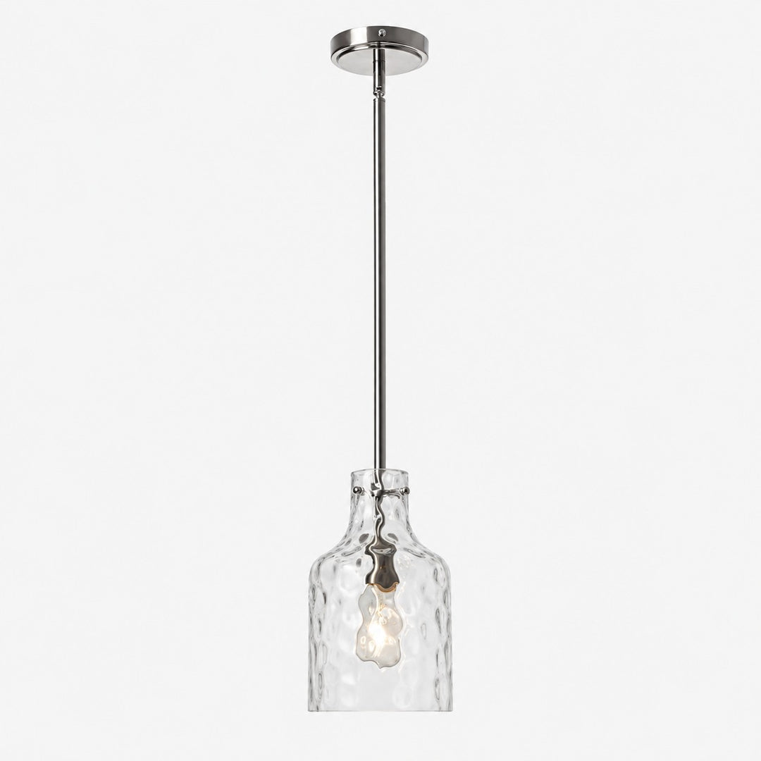 Vintage Glass Pendant Light with Adjustable Height - Metal Fixture for Dining and Kitchen Islands