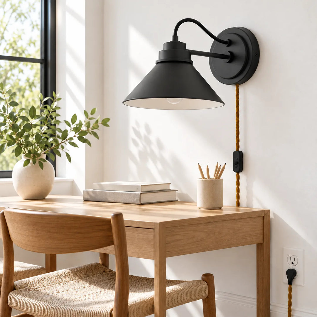 Aurenza Curved Arm Cone Wall Sconce