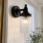 Bild in Gallery-Viewer laden, Averra ribbed glass outdoor wall sconce installed beside a covered porch wall