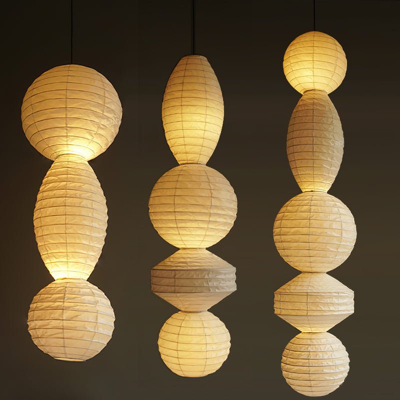 Stacked Ribbed Paper Swag Pendant Light