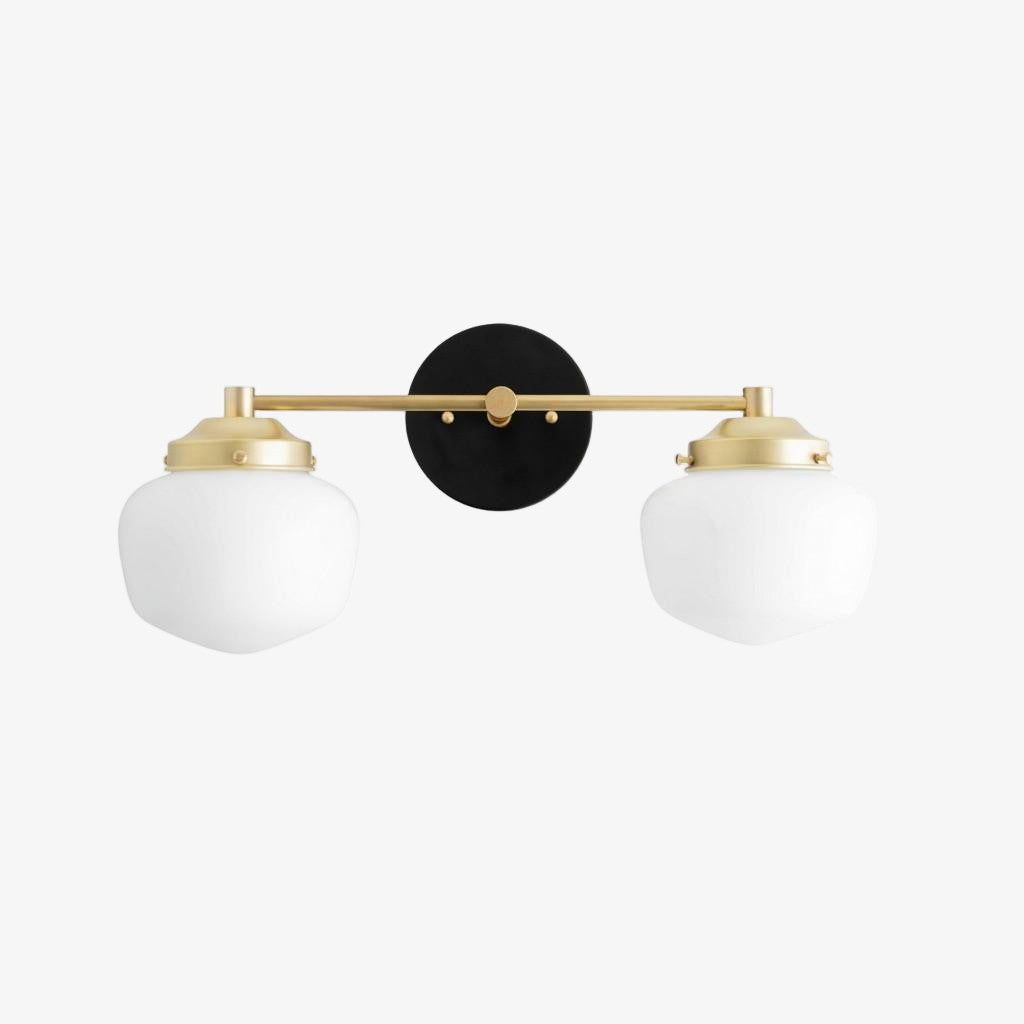 Opalume Glass Art Deco Vanity Light - Bathroom Wall Sconce with White Glass Shades