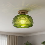 Cargar imagen en el visor de la Galería, Lámpara de Techo Empotrada de Vidrio con Patrón Teñido Lurex - Diseño Grabado e Iluminación Decorativa para Interiores U21