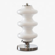 White opal glass Bauhaus table lamp with chrome finish