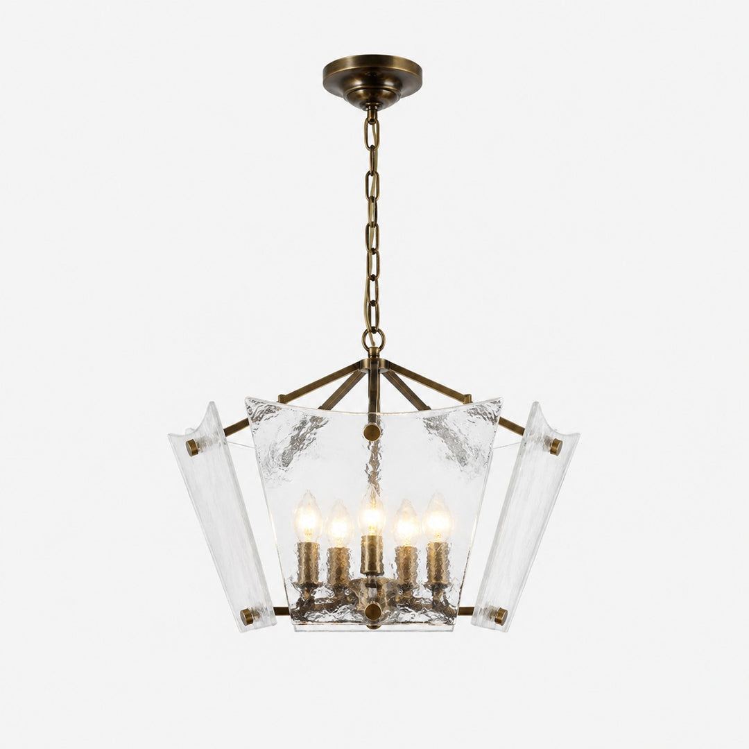 Textured Glass Panel Cage Chandelier