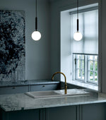Load image into Gallery viewer, Spherical Brass Glass Plug-In Swag Pendant
