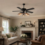Cargar imagen en el visor de la Galería, Industrial Ceiling Fan Light with Wood or Iron Blades