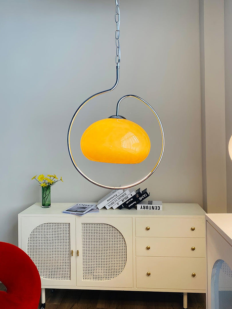Rounded Glass Chrome Swag Pendant Light