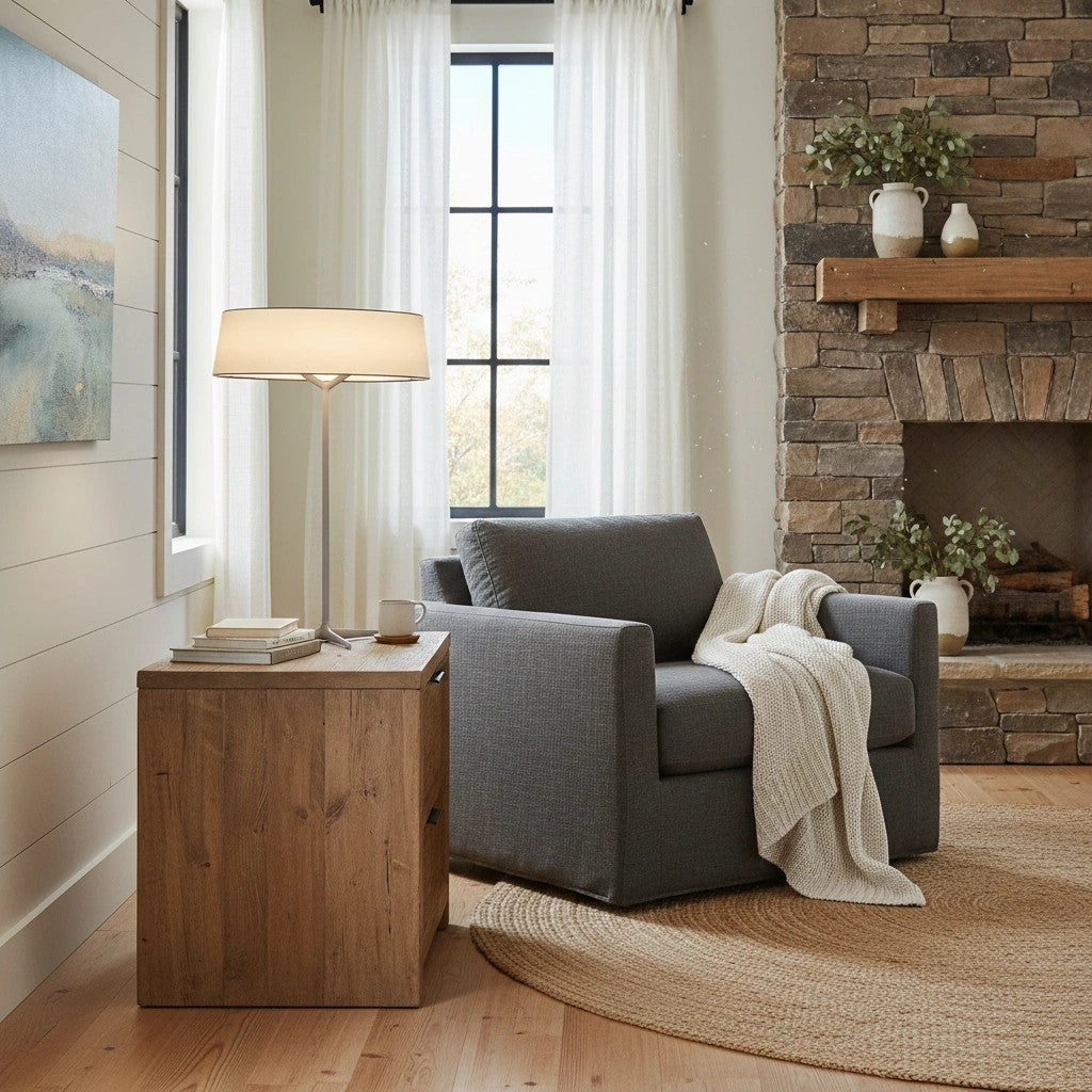 Lampe de Table Décorative Moderne Delvara - Lampe de Bureau à Base Métallique avec Abat-jour en Parchemin pour Table de Chevet