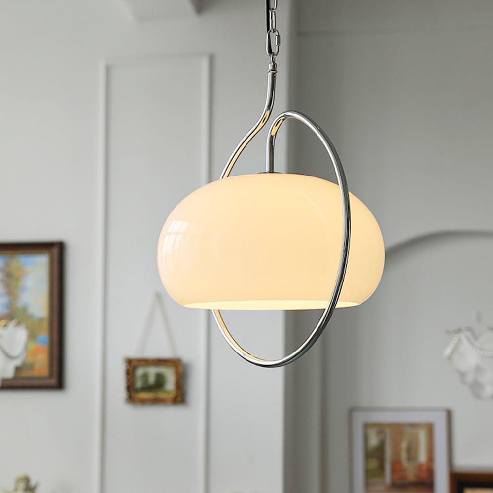 Rounded Glass Chrome Swag Pendant Light