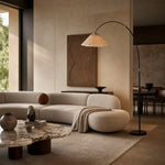 Bild in Gallery-Viewer laden, Veslin French Style Floral Arc Floor Lamp - Pleated Fabric Floor Light for Bedroom