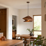 Load image into Gallery viewer, Walnut wood pendant light near kitchen and dining area