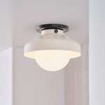 Charger l&#39;image dans la visionneuse de galerie, Plafonnier encastré Hanton – Luminaire minimaliste moderne avec abat-jour en verre laiteux et métal 
