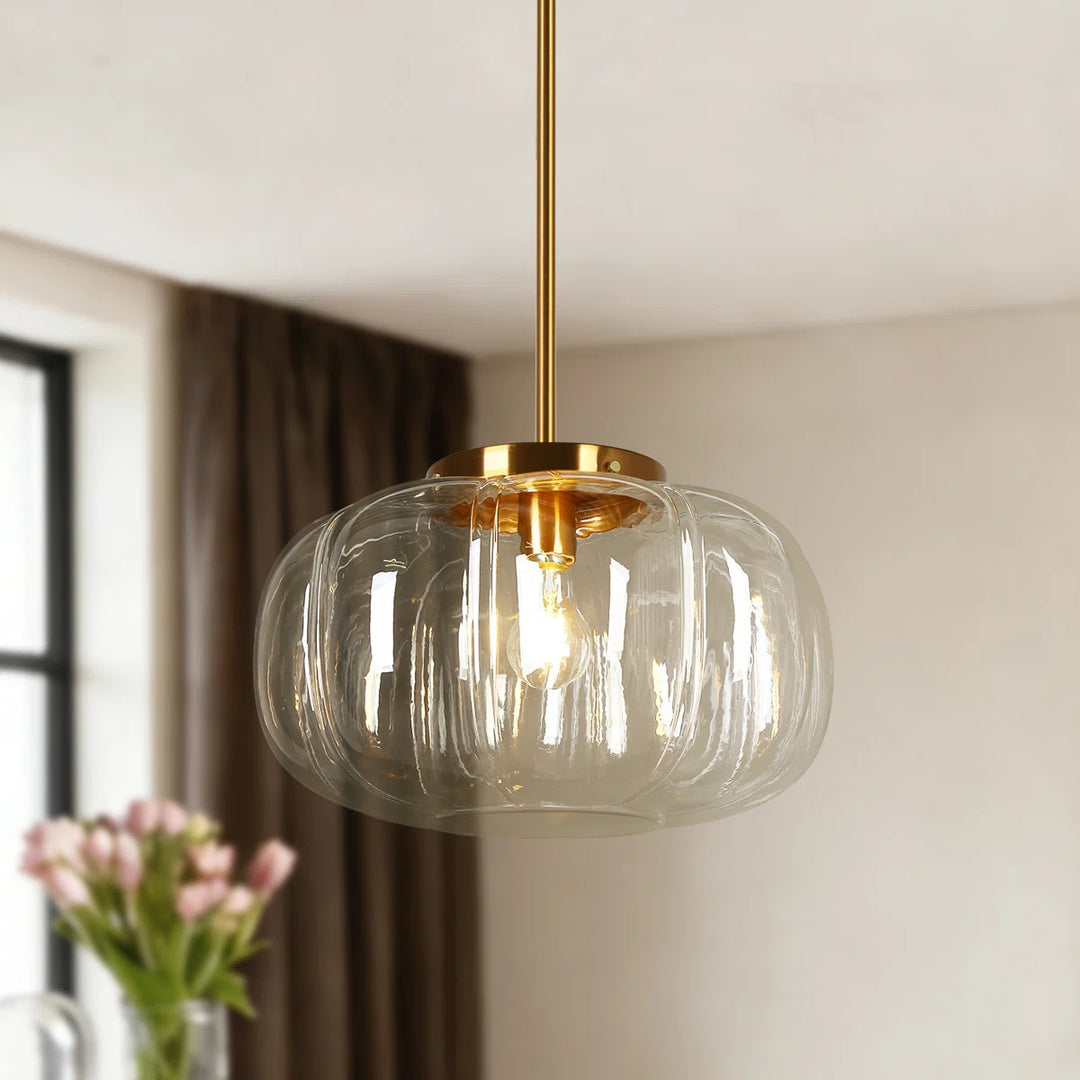 Ribbed Glass Single-Light Dome Pendant Light
