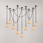Charger l'image dans la visionneuse de galerie, Black Metal Alabaster Frosted Shade Hardwired Chandelier