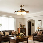 Cargar imagen en el visor de la Galería, Retractable ceiling fan light above classic living room seating