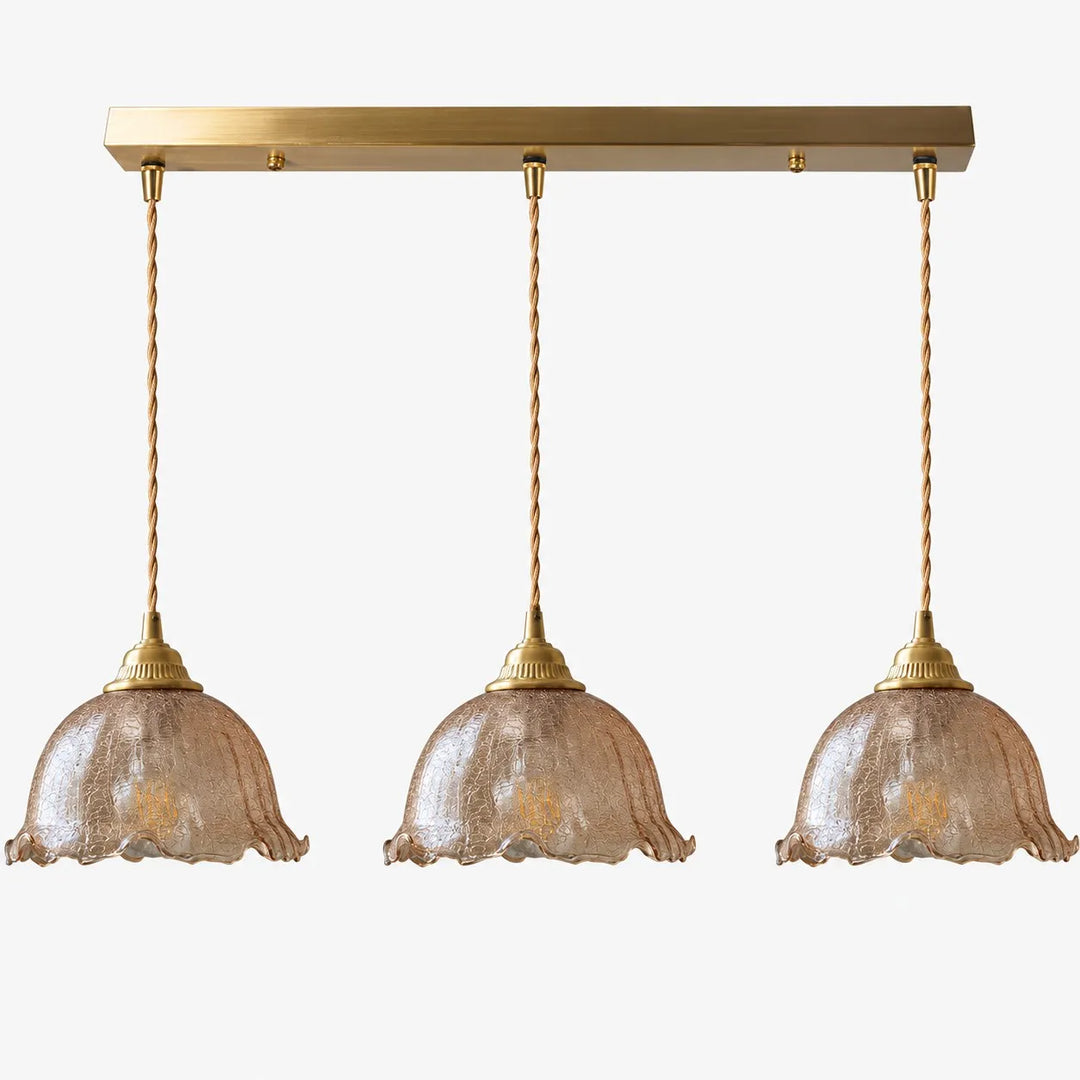Crackle Glass Brass Pendant Light