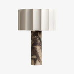 Load image into Gallery viewer, Cavilon Modern Artisanal Marble Accent Table Lamp with Soft Fabric Shade for Living Room and Bedroom