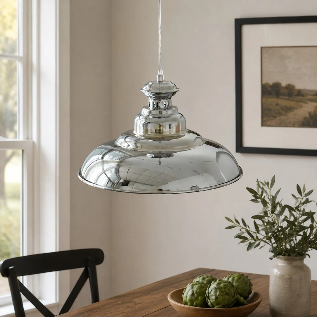 Bauhaus chrome dome pendant light