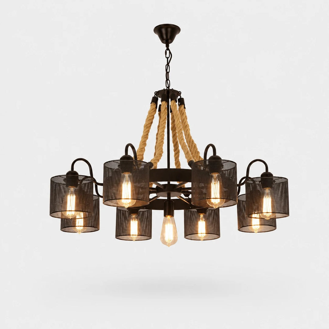 Rustic farmhouse rope chandelier