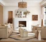 Load image into Gallery viewer, Dumora Farmhouse Drum Pendant Light - Woven Shade With Brass Accents
