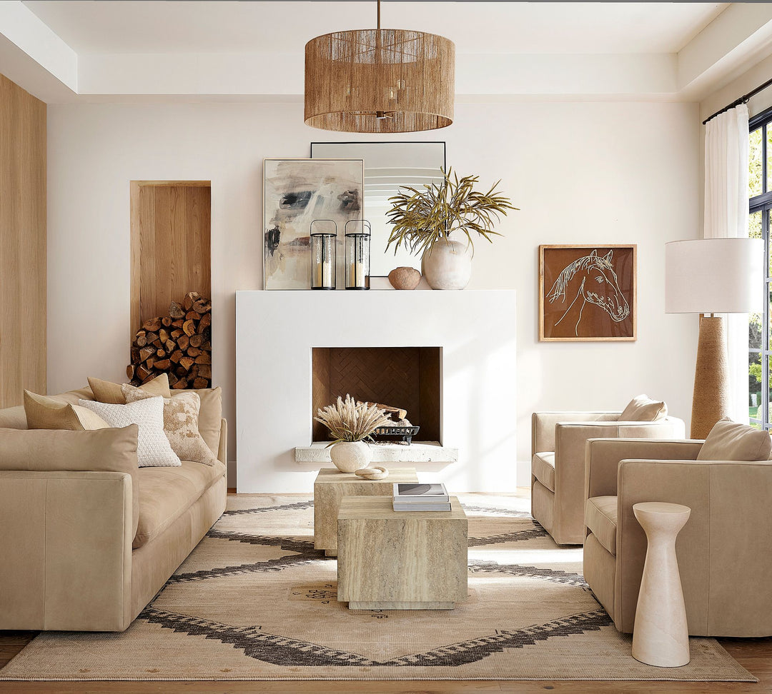Dumora Farmhouse Drum Pendant Light - Woven Shade With Brass Accents