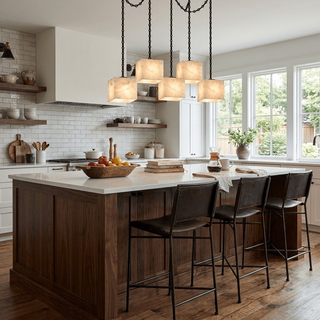 Frosted Alabaster Multi-Light Hardwired Chandelier