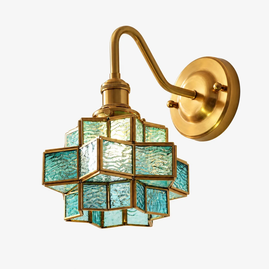 Vintage Geometric Stained Glass Wall Lamp
