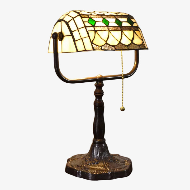 TF Tivanny Floral Stained Glass Desk Lamp - Vintage Table Light for Bedroom Study Living Room
