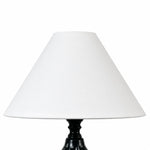 Load image into Gallery viewer, White fabric shade detail on ceramic table lamp
