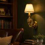 Bild in Gallery-Viewer laden, Smooth shade horse wall lamp in a dark library