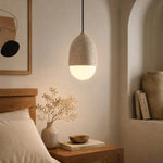 Cargar imagen en el visor de la Galería, Wabi-sabi cream pendant light shown in a warm dining space