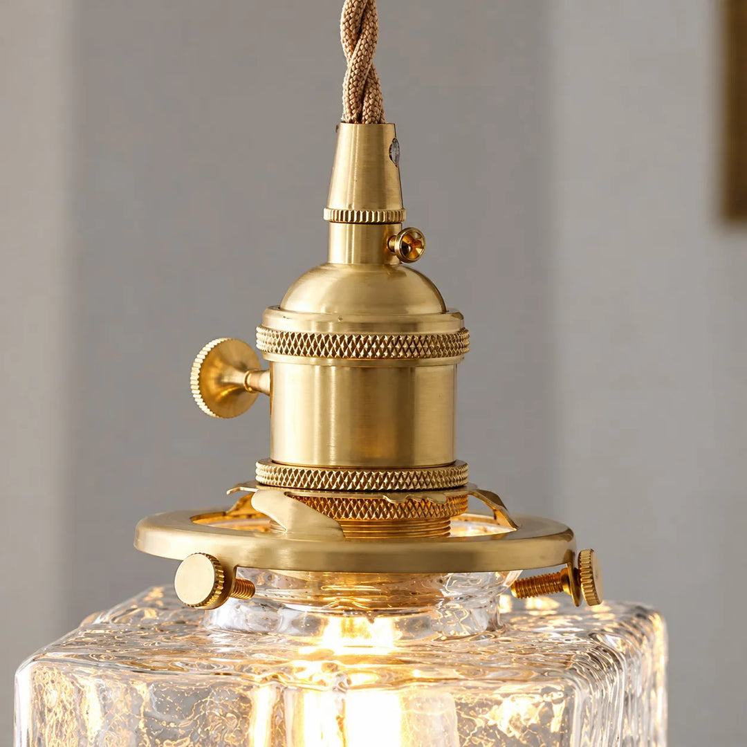 Vintage Sugar-Cube Glass Pendant Lamp