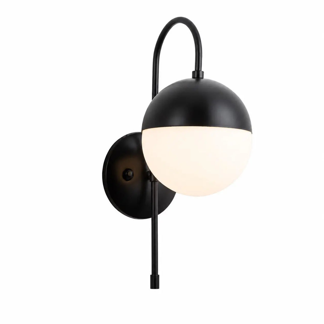 Black modern milk glass wall lamp