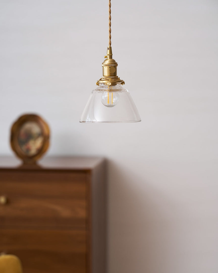 Brass Glass Hardwired Pendant Lamp