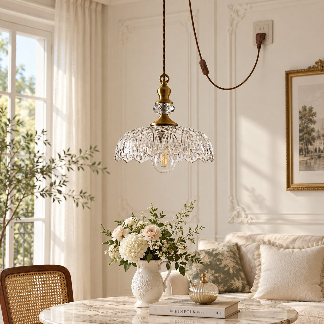 Verdoma Flower Glass Plug-in Pendant Light