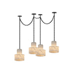 Charger l'image dans la visionneuse de galerie, Black Metal Alabaster Frosted Shade Hardwired Chandelier