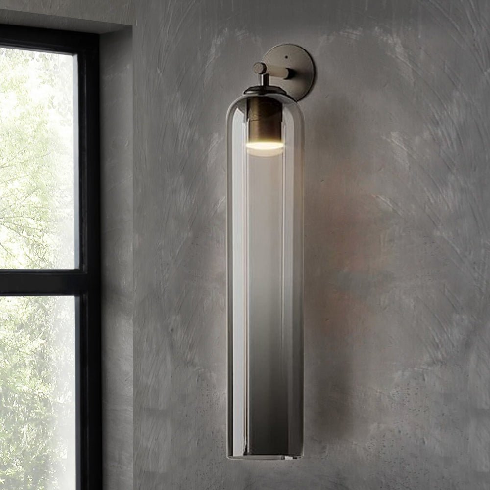 Applique murale LED Art Glass, nickel sable, gris fumé, résistante à l'humidité