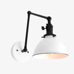 Cargar imagen en el visor de la Galería, Conique Metal Vintage Industrial Swing Arm Wall Lamp - Adjustable Dome Shade for Study
