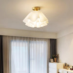 Load image into Gallery viewer, Lustra Pleated Retro Brass Acrylic Ceiling Light