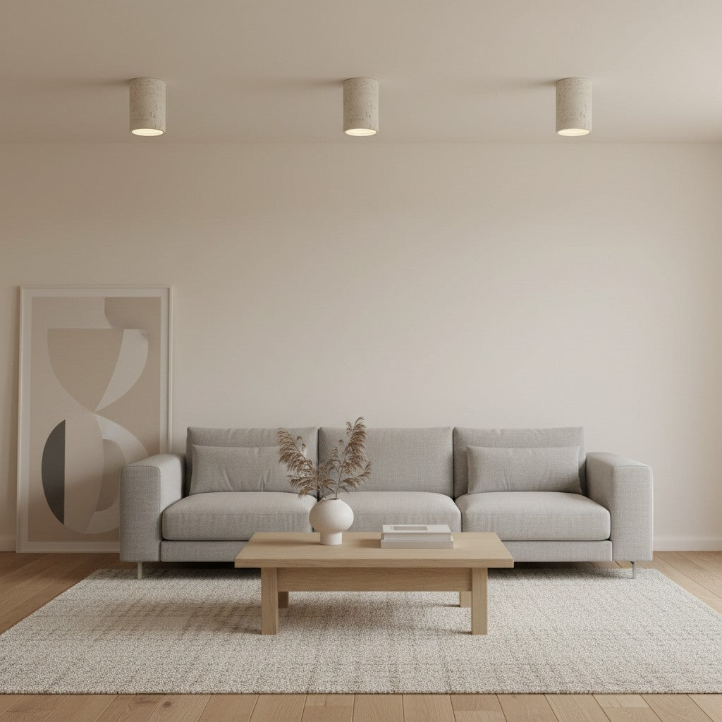 Lámpara de Techo Cilíndrica Sabiara Wabi-Sabi - Luminaria de Techo con Luz Suave y Difusa para Dormitorios y Salas de Estar