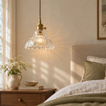 Cargar imagen en el visor de la Galería, Clear bell flower glass pendant light in a bedroom