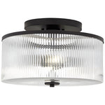 Charger l&#39;image dans la visionneuse de galerie, Plafonnier tambour en verre rayé - Luminaire de style campagnard
