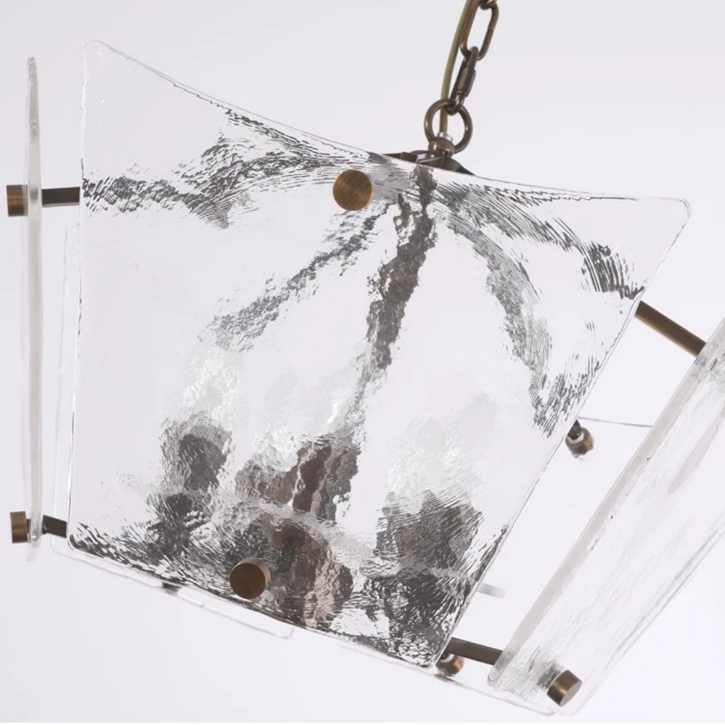 Textured Glass Panel Cage Chandelier