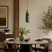 Green Jade Cylinder Pendant Light