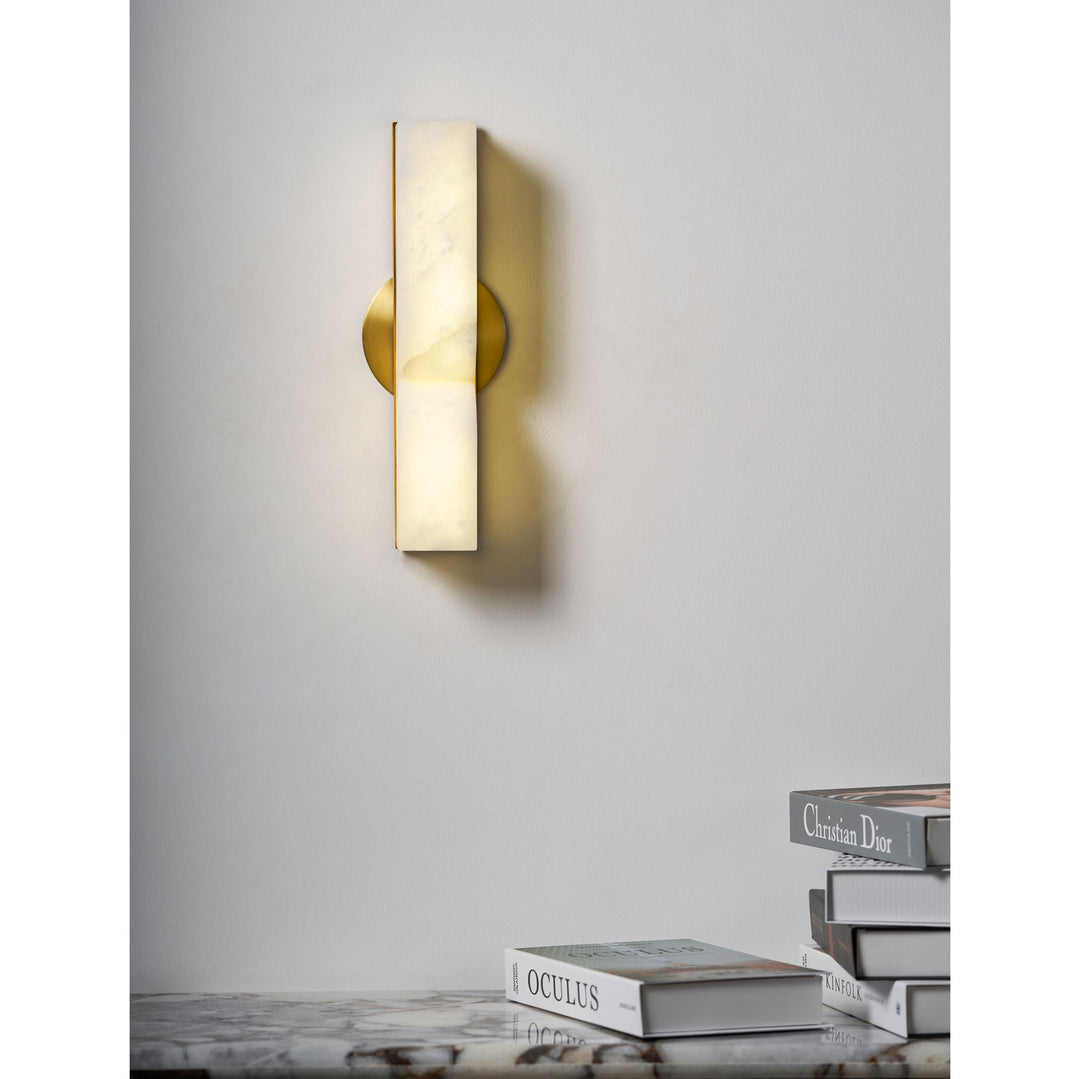 Lámpara de Pared Rectangular Moderna de Alabastro – Aplique Minimalista para Dormitorio, Pasillo y Sala