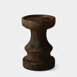 Load image into Gallery viewer, Short dark solid wood candle holder on a neutral background